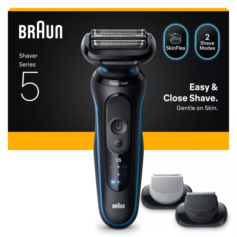 Máquina de barbear BRAUN Series 5 52-B1650S – lâmina 3-fach, bateria de iões de lítio, barbear a seco e molhado, aparador, azul