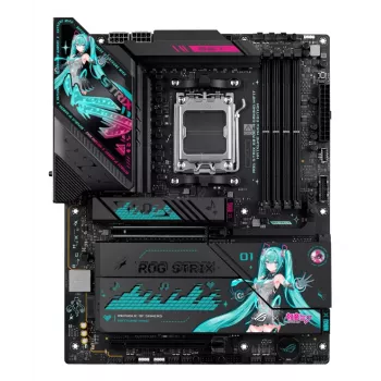 Motherboard ASUS ROG STRIX X870E-H GAMING MIKU WIFI7 ATX para socket AM5, suporte DDR5