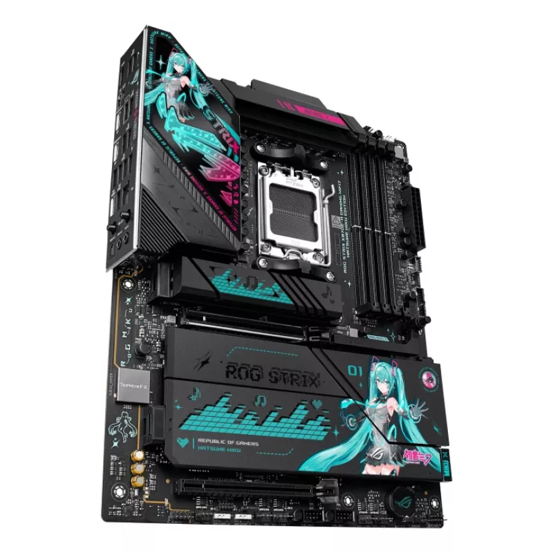 Motherboard ASUS ROG STRIX X870E-H GAMING MIKU WIFI7 ATX para socket AM5, suporte DDR5