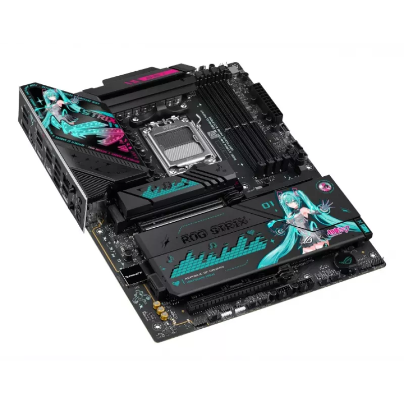 Motherboard ASUS ROG STRIX X870E-H GAMING MIKU WIFI7 ATX para socket AM5, suporte DDR5