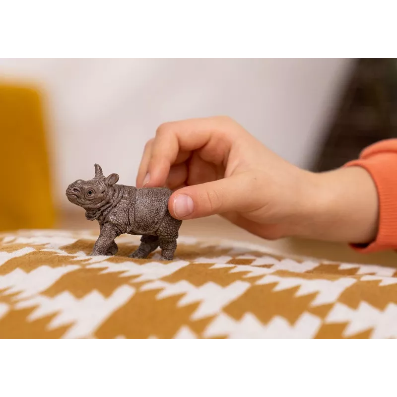 schleich WILD LIFE Bebé de rinoceronte indiano, 3 ano(s), Safari, animais selvagens / brinquedo de aventura, cinzento, plástico