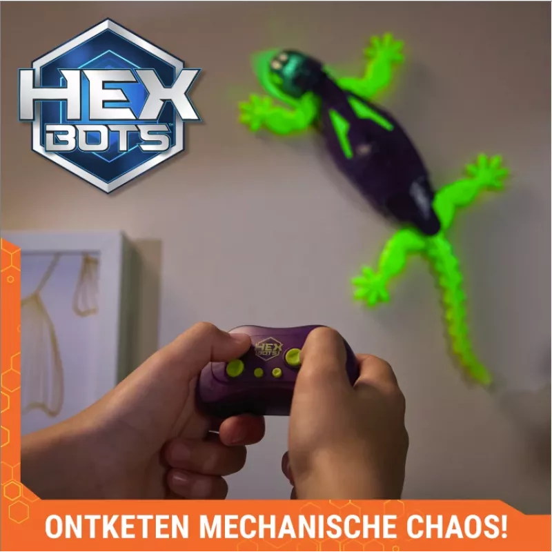 HEX BOTS Gecko brilha no escuro, robô telecomandado recarregável para crianças, sobe paredes para brinquedo de partidas & jogos, robô RC para rapazes & raparigas a partir de 4 anos
