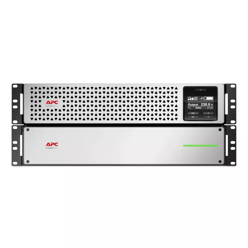 APC Smart-UPS On-Line, 2200 VA, iões de lítio, montagem em rack 4U, 230 V, 6x saídas C13 + 2x C19 IEC, placa de rede, autonomia estendida, kit de calhas incluído