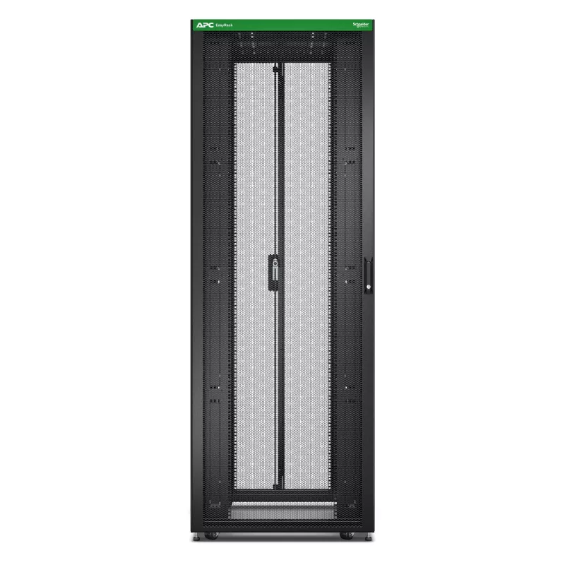 Rack de servidor autónomo APC Easy Rack 48U (preto) com teto, rodas, pés, 4 suportes, painéis laterais — 2258H x 800B x 1200T mm