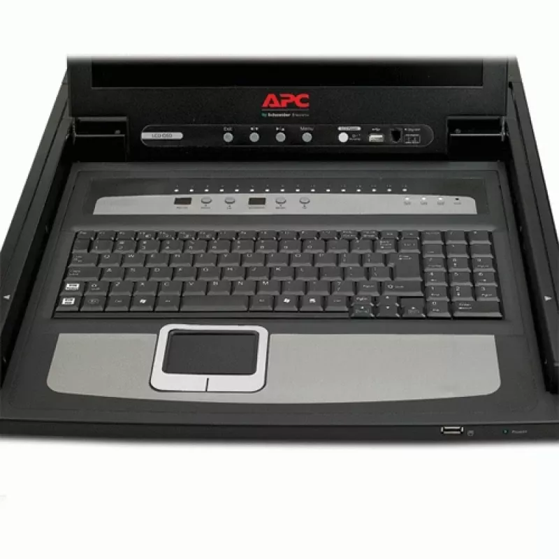 Consola LCD de rack APC 17 polegadas com switch KVM analógico de 16 portas integrado