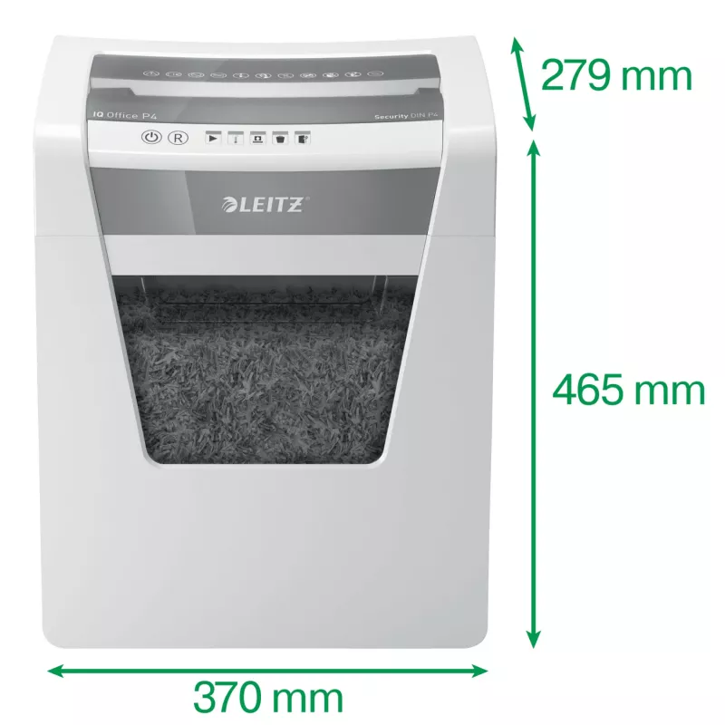 Leitz IQ Office destruidora de documentos P4, corte cruzado, 22,3 cm, 4 x 40 mm, 23 l, 225 folhas, 55 dB