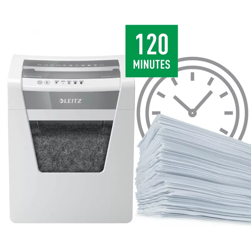 Leitz IQ Office destruidora de documentos P4, corte cruzado, 22,3 cm, 4 x 40 mm, 23 l, 225 folhas, 55 dB