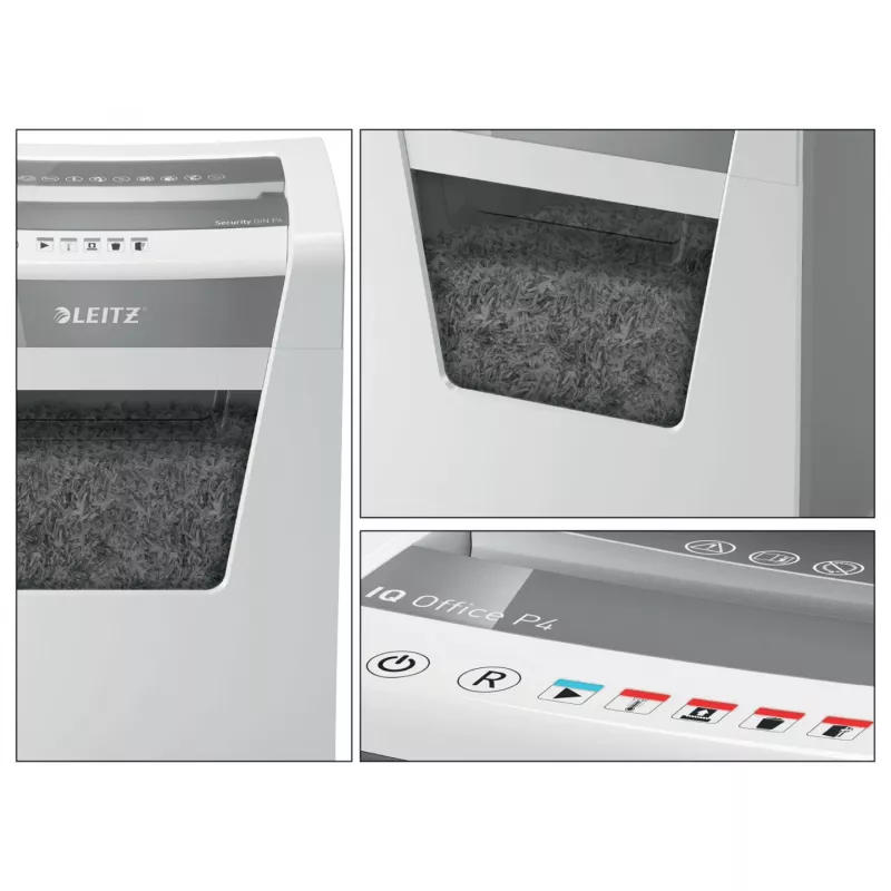 Leitz IQ Office destruidora de documentos P4, corte cruzado, 22,3 cm, 4 x 40 mm, 23 l, 225 folhas, 55 dB