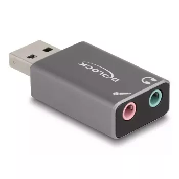 Placa de som USB externa DeLOCK USB-A macho para 2 x 3,5 mm estéreo