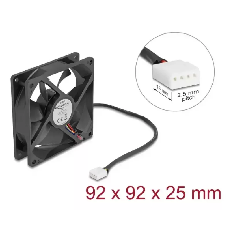DeLOCK 67302 Ventoinha 9,2 cm preto rolamento de esferas
