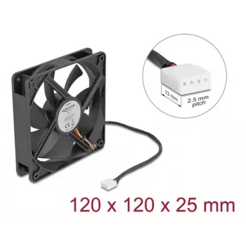 DELOCK 67303 Ventoinha para caixa de computador 120 mm, 24 V, rolamento de esferas, preto