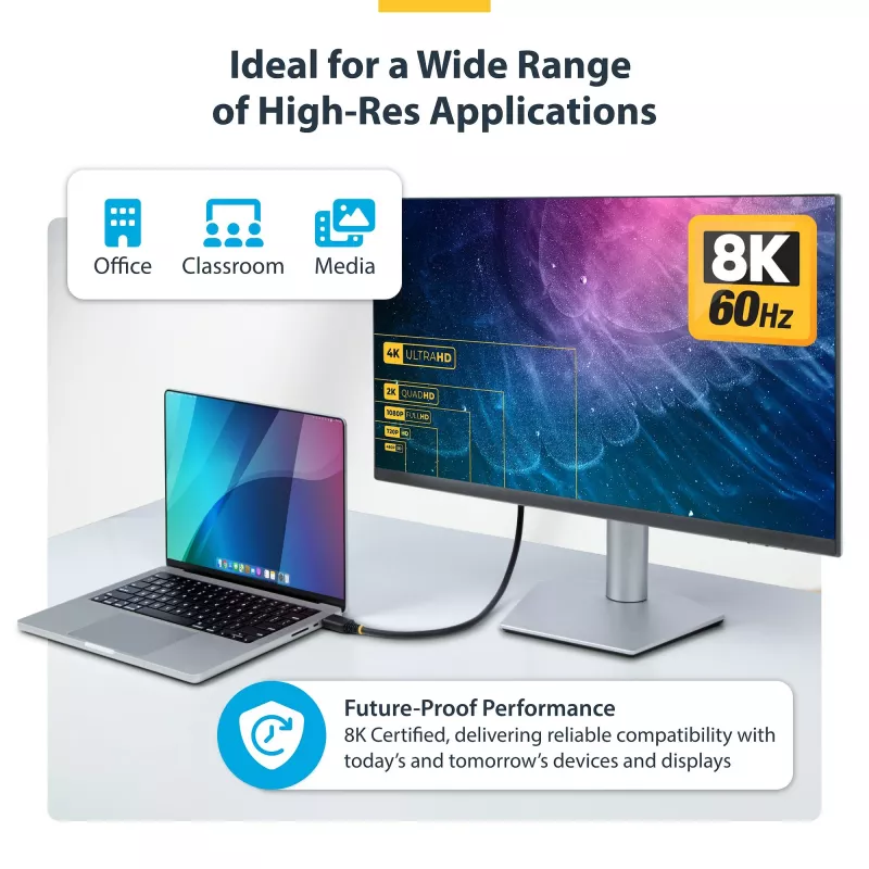 StarTech.com Cabo HDMI Ultra High Speed certificado de 1m (3ft), 8K 60Hz/4K 120Hz, cabo HDMI 2.1 com HDR10+ / eARC, 48Gbps, cabo HDMI 8K para monitor/TV/ecrã, revestimento TPE flexível