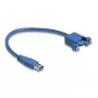 DeLOCK Cabo USB 3.0 Type-A ficha macho para conector fêmea para montagem em painel 25 cm