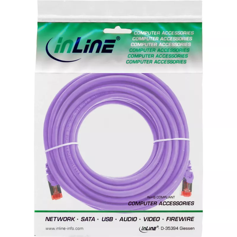 Cabo de rede InLine S/FTP PiMF Cat.6 250MHz PVC cobre violeta 10m