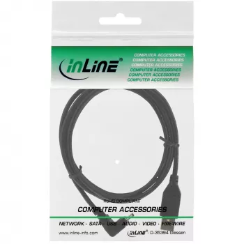 Cabo USB 2.0 InLine 0,3 m — ficha USB-A para ficha Mini-USB-B, curvado 90° para cima, preto