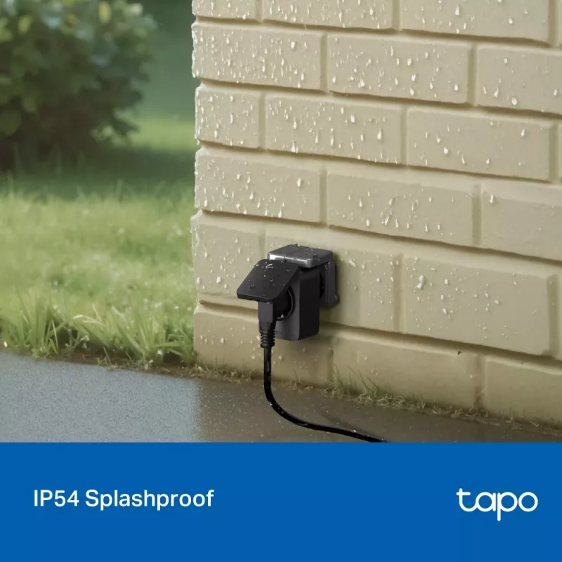 Ficha inteligente TP-Link Tapo P410M – tomada Wi-Fi exterior, 3680 W, 200–250 V, preta