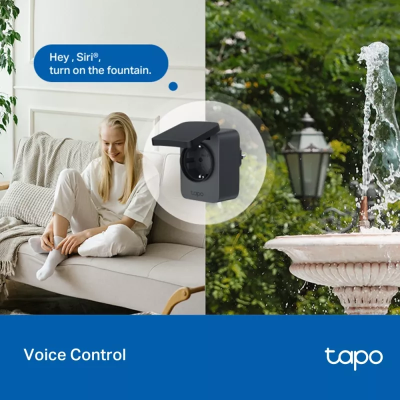 Ficha inteligente TP-Link Tapo P410M – tomada Wi-Fi exterior, 3680 W, 200–250 V, preta