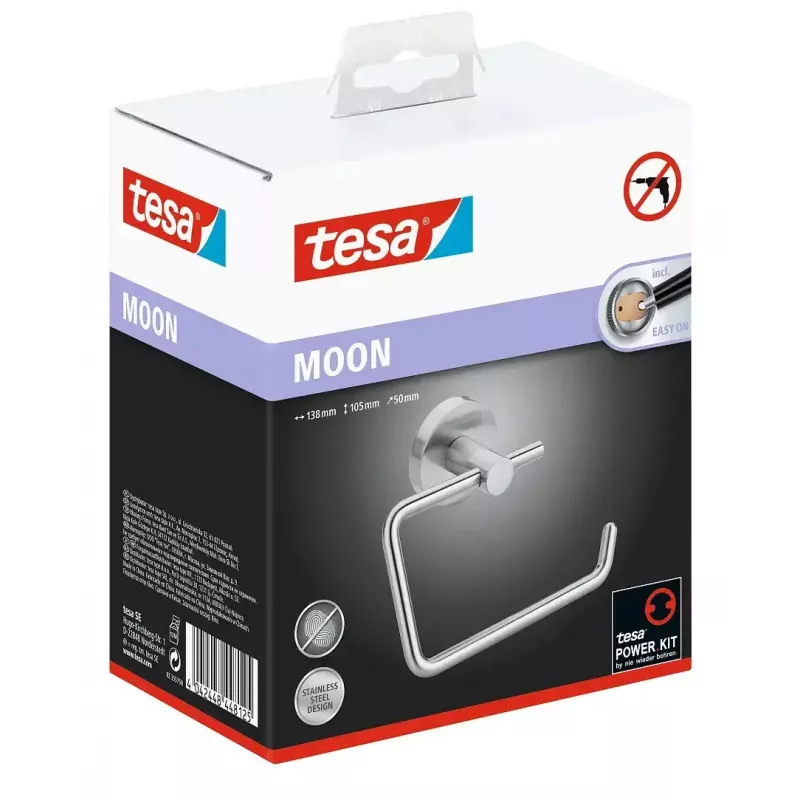 Suporte de papel higiénico Tesa 40301-00000-00 montagem na parede aço inoxidável 138×50×105 mm