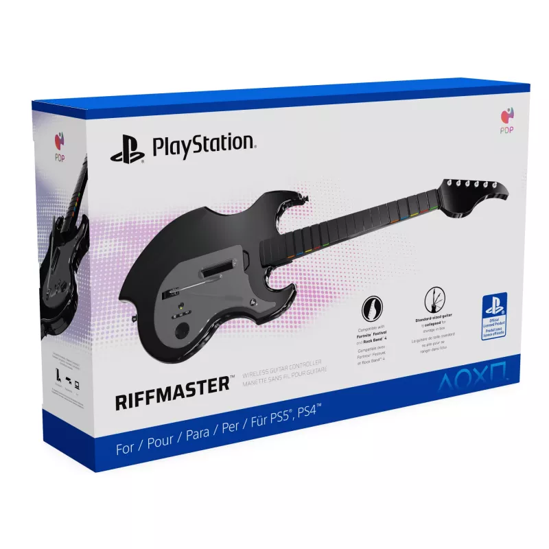 Guitarra PDP Riffmaster preta cinzenta sem fios PC PS4 PS5 bateria 36h