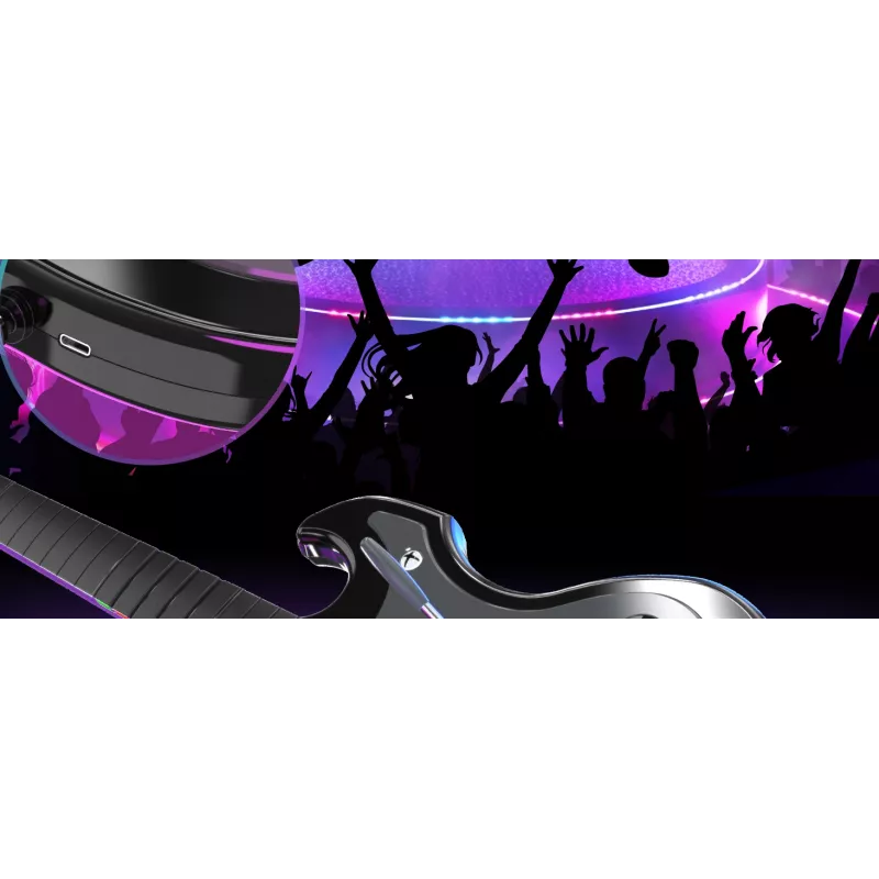 Guitarra PDP Riffmaster preta, cinzenta analógica / digital PC, Xbox One, Xbox Series S, Xbox Series X