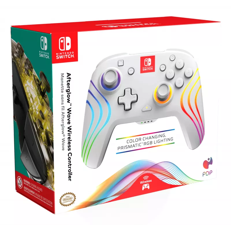 Comando PDP Afterglow Wave branco analógico / digital Nintendo Switch, Nintendo Switch OLED