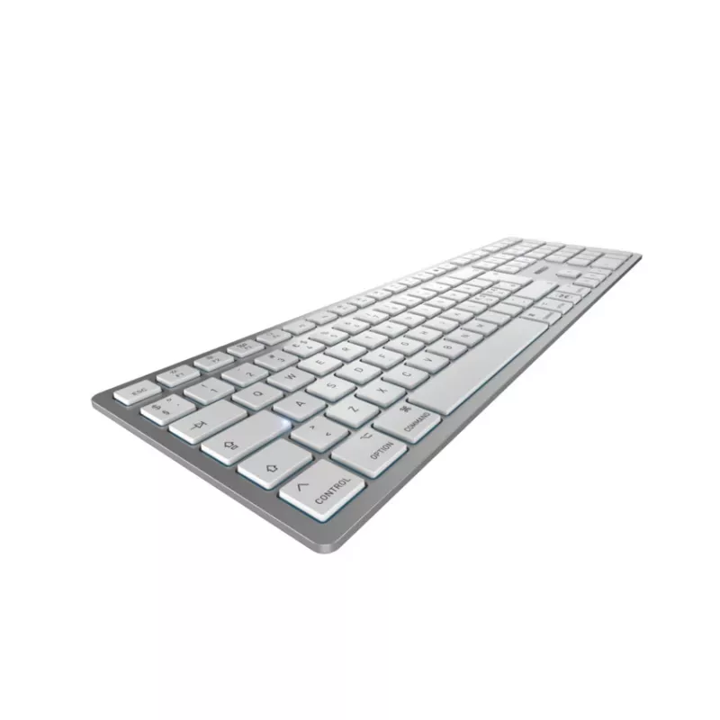 Teclado CHERRY KW 9100 slim FOR MAC universal USB + Bluetooth QWERTY inglês prateado