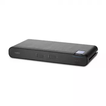 KVM switch Belkin Universal 2nd Gen – KVM seguro de 2 portas, HDMI/DisplayPort, 4K@60Hz, teclado/rato USB, preto, montagem em rack