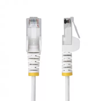 Cabo Ethernet CAT6 fino branco de 1,5 m StarTech.com, proteção da patilha, 100 W PoE, UTP, LSZH, cabo de cobre puro 28AWG, cabo de rede patch RJ45 fino com alívio de tensão, testado individualmente