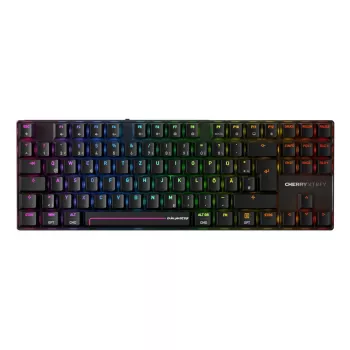 Teclado gaming sem fios CHERRY MX 8.2 Pro TMR — Tenkeyless, QWERTZ alemão, USB + RF + Bluetooth, RGB, 88 teclas, preto
