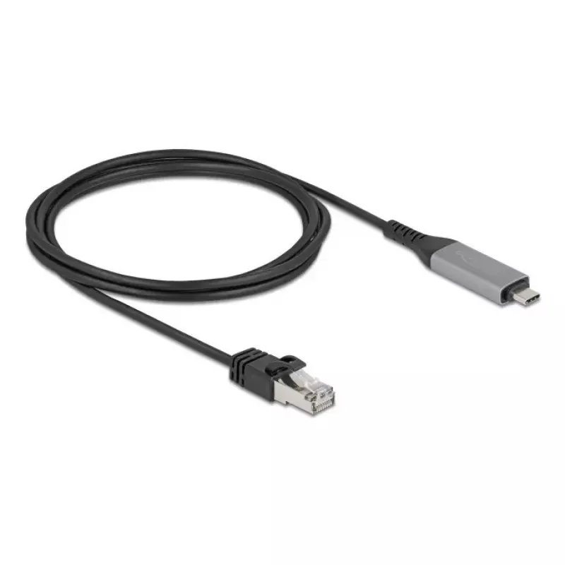 Cabo USB Type-C para RJ45 Gigabit Ethernet DELOCK 2 m Cat6 antracite/preto