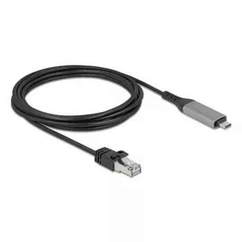 Cabo de rede DELOCK USB Type-C para RJ45 Gigabit Ethernet Cat6, 3 m, antracite/preto