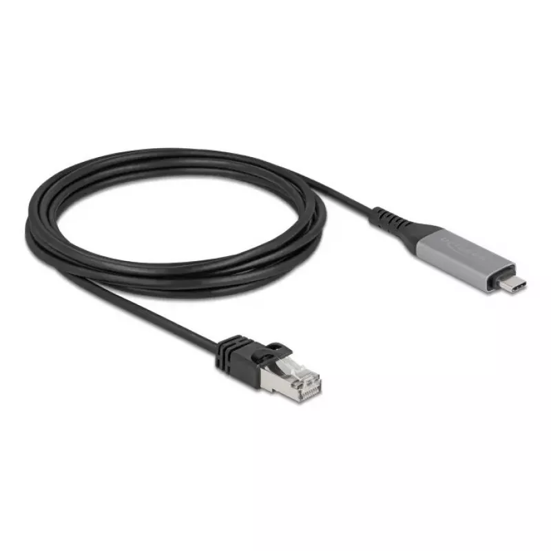 Cabo de rede DELOCK USB Type-C para RJ45 Gigabit Ethernet Cat6, 3 m, antracite/preto