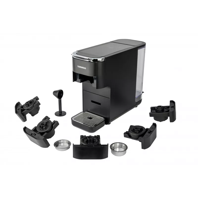TORNADO TCM7042-GS | máquina de café multikaps 5 em 1, máquina de café de cápsulas, 1,5 L, cápsulas de café, café moído, 1350 W, preto