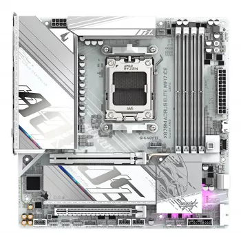 Placa-mãe GIGABYTE X870M AORUS ELITE WIFI7 ICE — Micro ATX, AMD X870, socket AM5, DDR5 até 8200MHz (O.C), 14+2+2 VRM, PCIe 5.0, Wi‑Fi 7, 2,5 GbE, USB4