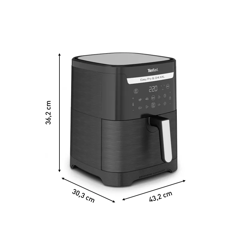 Fritadeira de ar quente Tefal Easy Fry & Grill EY8018 6,5 L 1,5 kg 1830 W ecrã tátil LCD preto máquina vertical