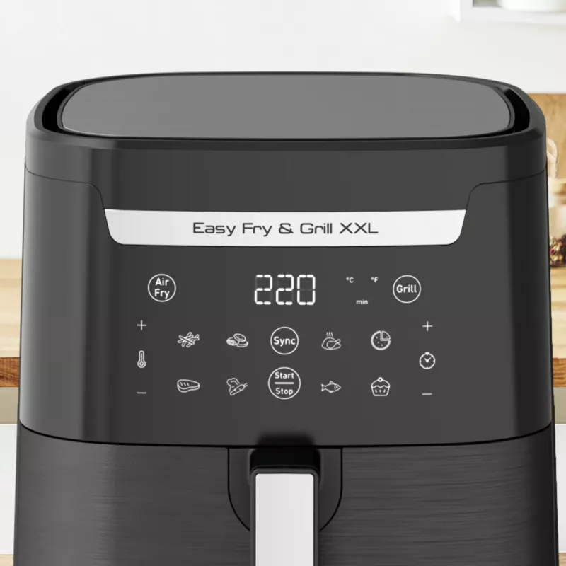 Fritadeira de ar quente Tefal Easy Fry & Grill EY8018 6,5 L 1,5 kg 1830 W ecrã tátil LCD preto máquina vertical