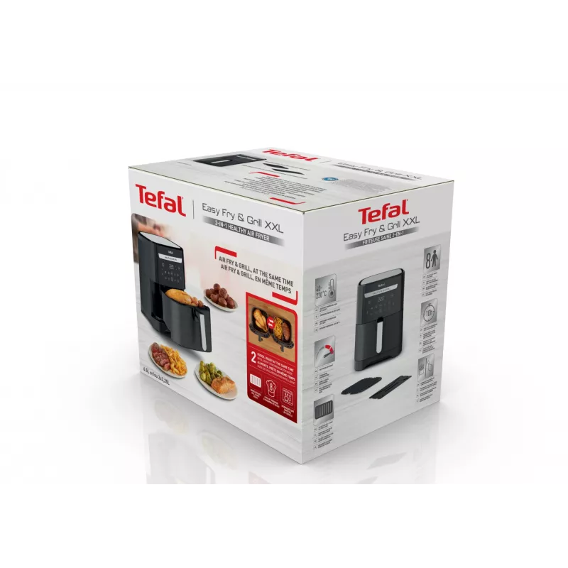 Fritadeira de ar quente Tefal Easy Fry & Grill EY8018 6,5 L 1,5 kg 1830 W ecrã tátil LCD preto máquina vertical