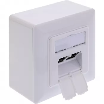 Tomada de rede InLine 76842A 2 x RJ-45 branco cabo de rede Cat 6a