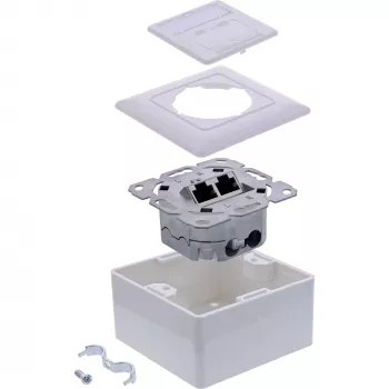 Tomada de rede InLine 76842A 2 x RJ-45 branco cabo de rede Cat 6a
