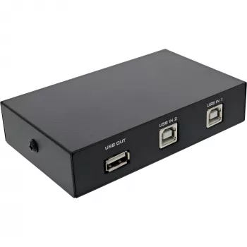 Comutador USB 2.0 InLine manual, dispositivo USB-A para 2 computadores, 75 mm, 115 mm, 25 mm, 128 g, 75 x 115 x 25 mm, 90 mm
