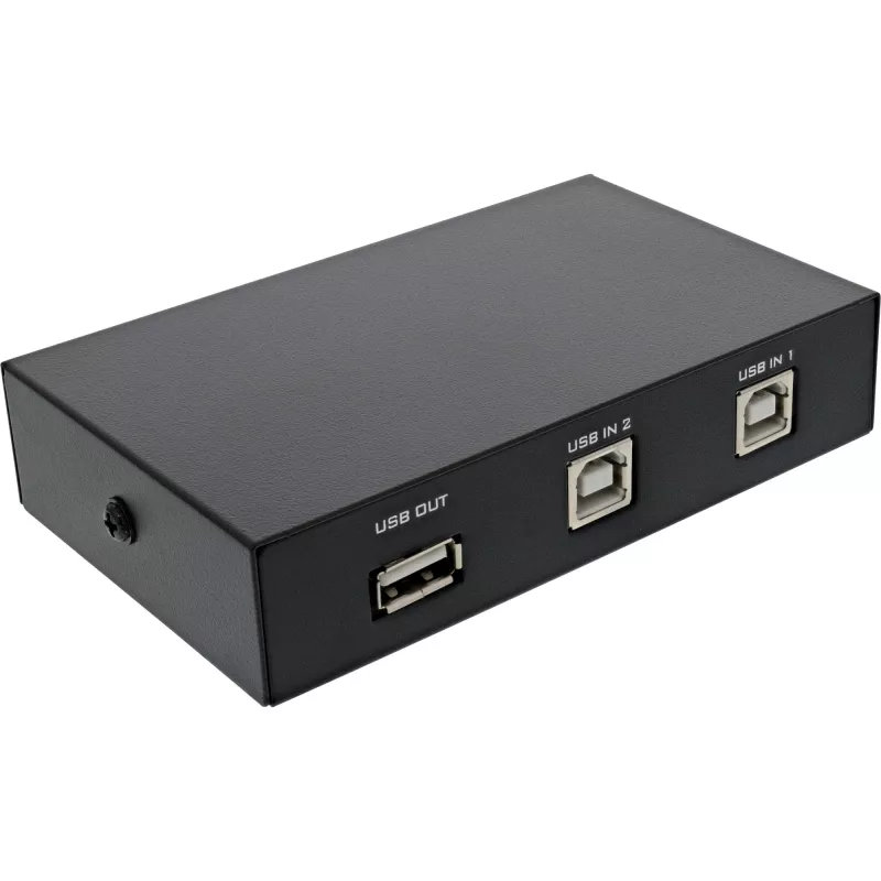 Comutador USB 2.0 InLine manual, dispositivo USB-A para 2 computadores, 75 mm, 115 mm, 25 mm, 128 g, 75 x 115 x 25 mm, 90 mm