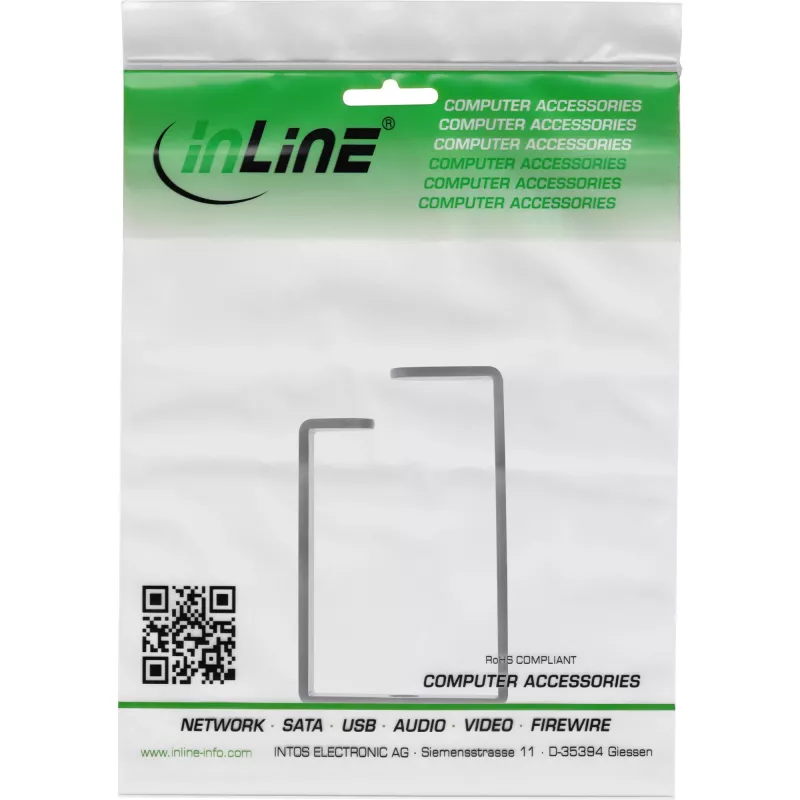 Organizador de cabos InLine 43x70mm metal preto — organizador de cabos universal, 12,3×70×55 mm