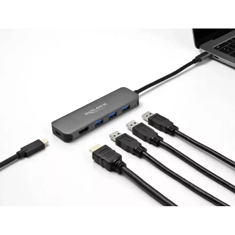 Dock para portátil DeLOCK 64171 USB 3.2 Gen 1 Type-C 85W cinzento