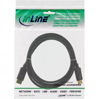 Cabo DisplayPort InLine 15355, 0,5 m, DisplayPort–DisplayPort, preto, 6 mm