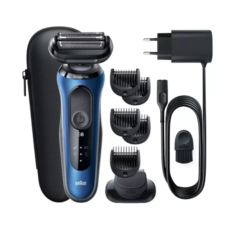 Máquina de barbear Braun Series 6 61-B1500s com aparador azul
