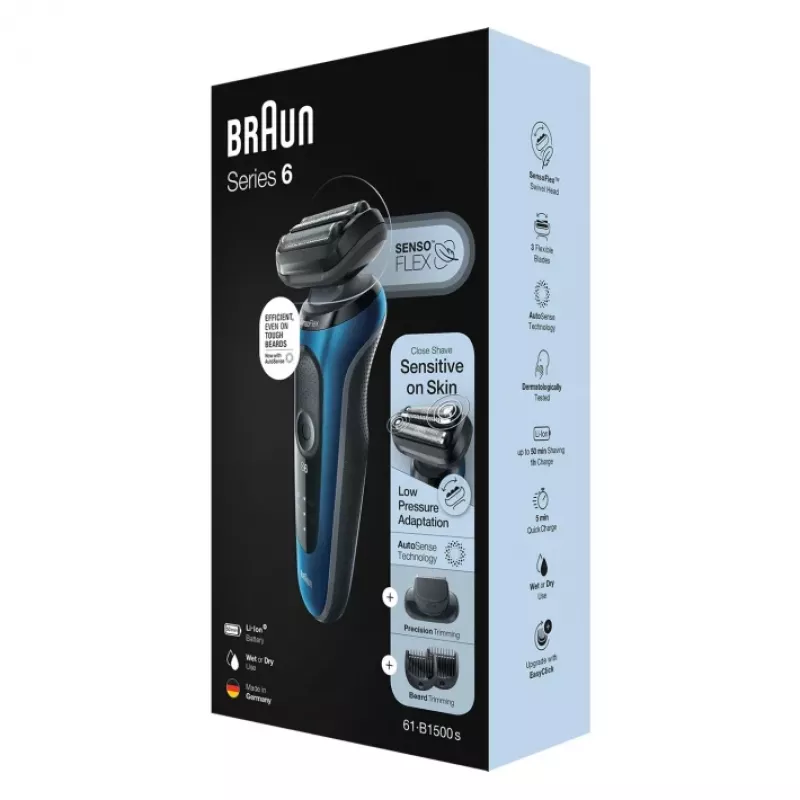 Máquina de barbear Braun Series 6 61-B1500s com aparador azul