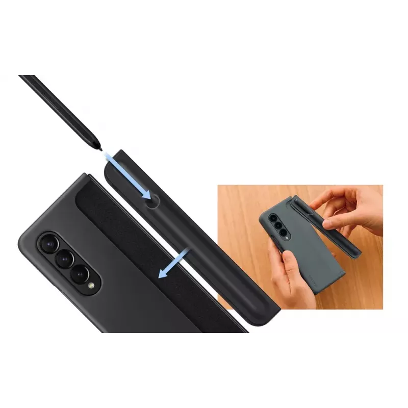 Capa para telemóvel Samsung EF-OF93PCBEGWW para Galaxy Z Fold4, preta, com suporte de mesa