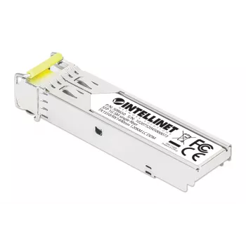 Módulo transceptor ótico SFP bidirecional Intellinet Gigabit Fiber WDM 1000Base-BX-D (LC) porta monomodo, 120 km, BiDi WDM (RX1490/TX1550), compatível com MSA para máxima compatibilidade, prateado