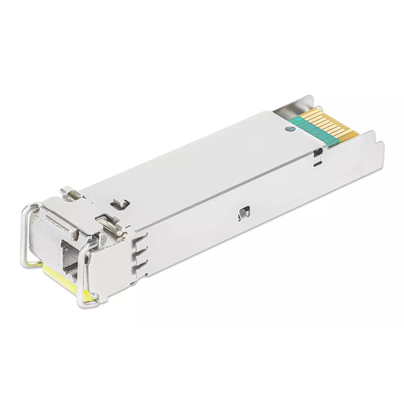 Módulo transceptor ótico SFP bidirecional Intellinet Gigabit Fiber WDM 1000Base-BX-D (LC) porta monomodo, 120 km, BiDi WDM (RX1490/TX1550), compatível com MSA para máxima compatibilidade, prateado