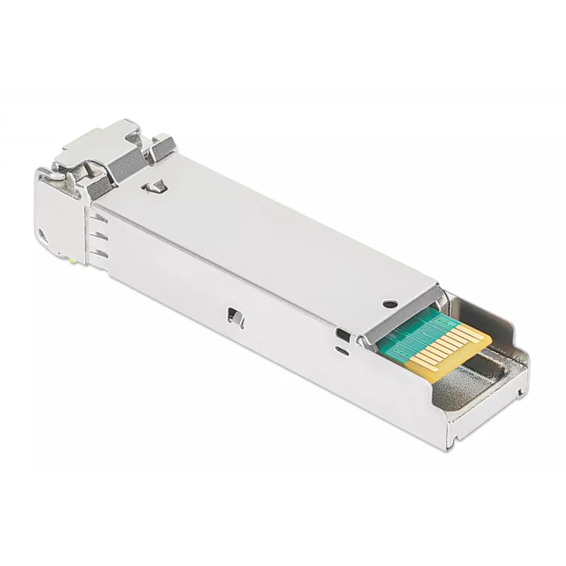 Módulo transceptor ótico SFP bidirecional Intellinet Gigabit Fiber WDM 1000Base-BX-D (LC) porta monomodo, 120 km, BiDi WDM (RX1490/TX1550), compatível com MSA para máxima compatibilidade, prateado